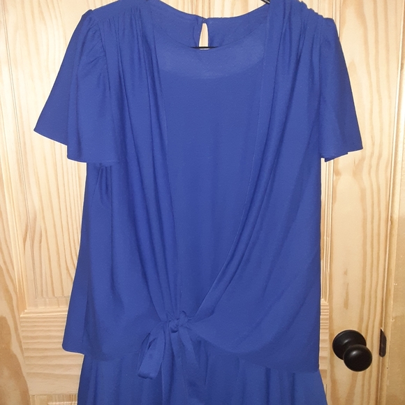 T.F. Royal blue dressy ruffle tiered dress size 14 - Picture 2 of 5